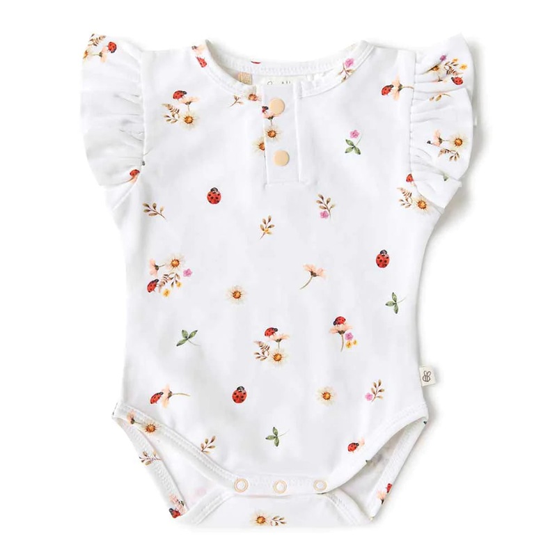 Snuggle Hunny – Organic Short Sleeve Bodysuit With Frill | Ladybug