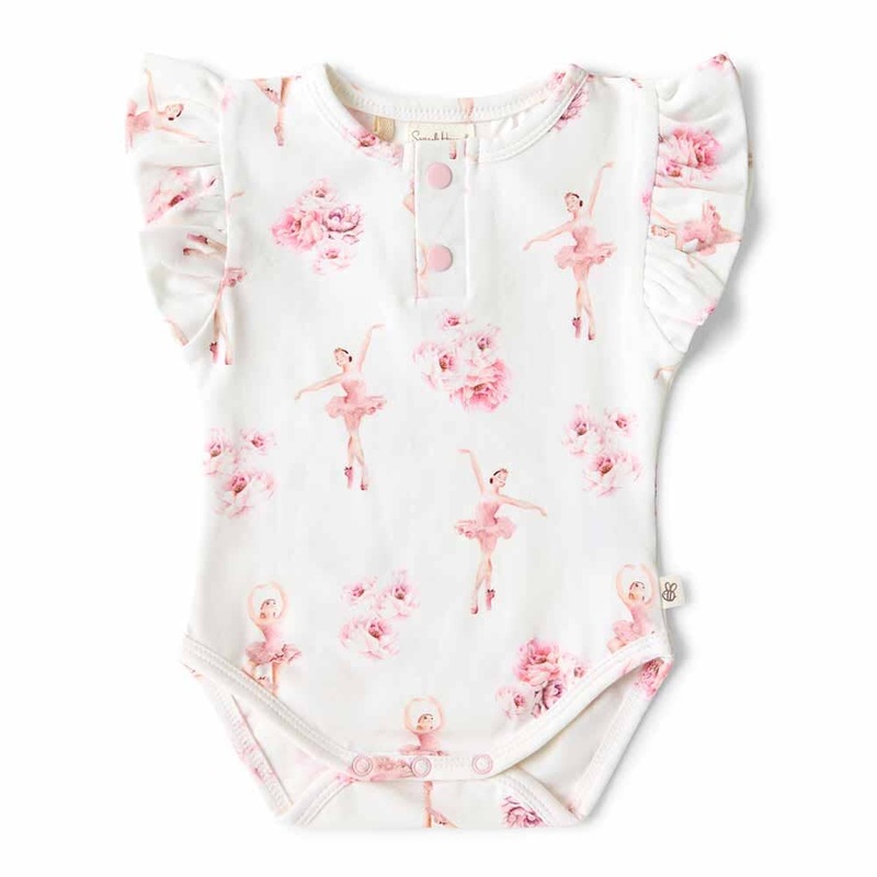 Snuggle Hunny – Organic Short Sleeve Bodysuit With Frill | Ballerina
