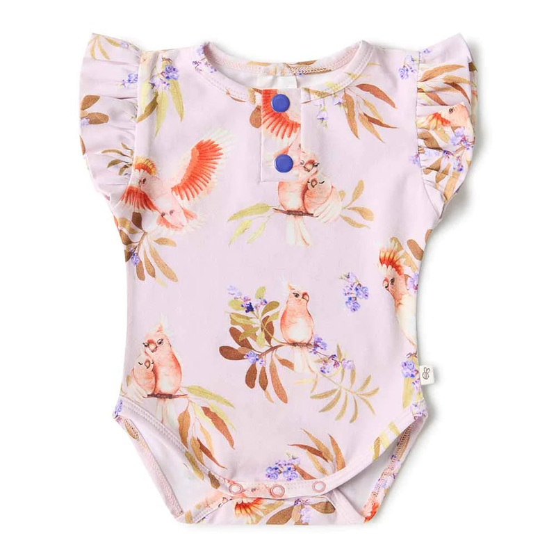 Snuggle Hunny – Organic Short Sleeve Bodysuit With Frill | Major Mitchell