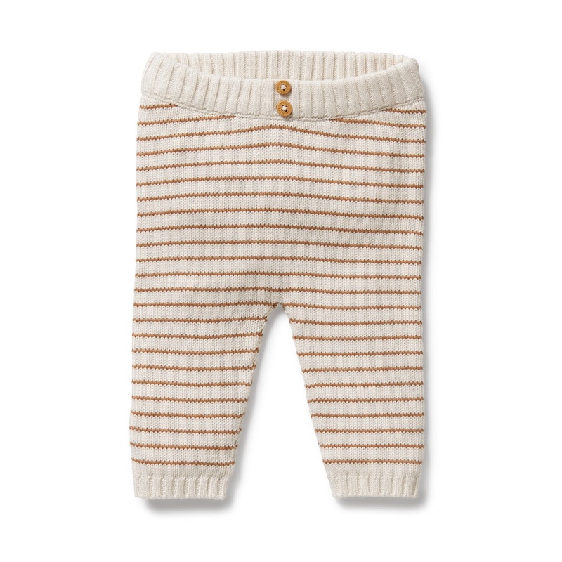 Wilson & Frenchy – Organic Knitted Legging | Cinnamon Stripe
