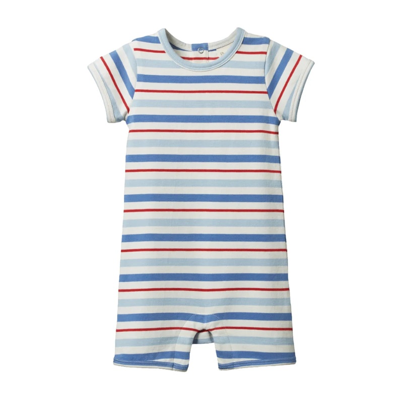 Nature Baby – Short Sleeve Quincy Romper | Surf Stripe