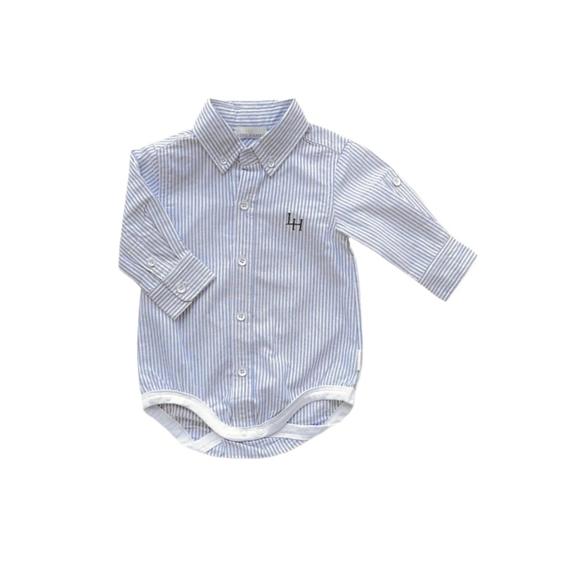 Love Henry – Baby Boys Dress Shirt Romper | Navy Pinestripe