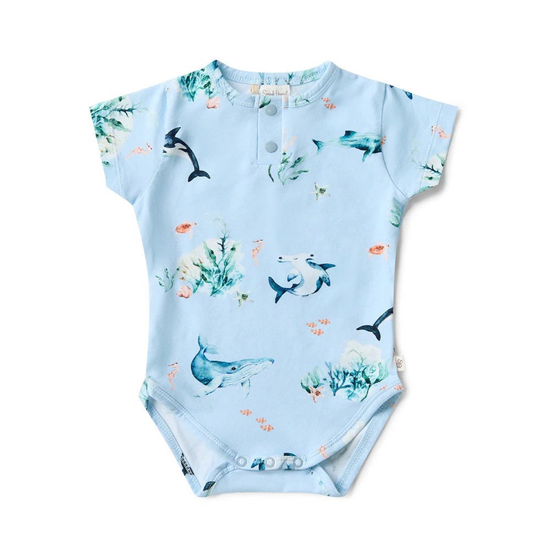 Snuggle Hunny – Organic Short Sleeve Bodysuit | Blue Ocean