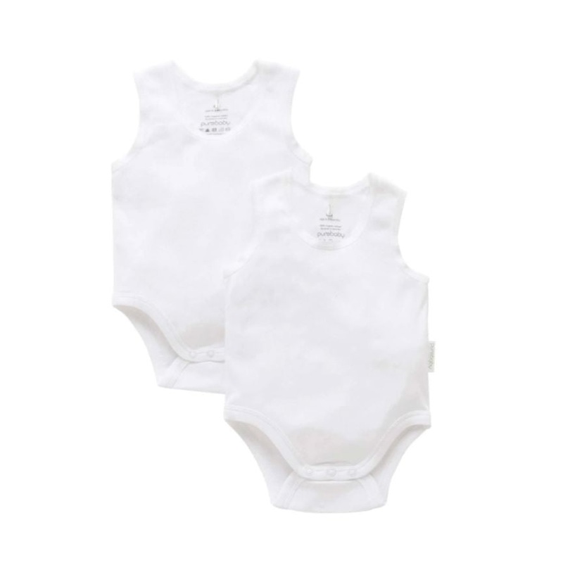 Purebaby – Rib Bodysuit 2 Pack | White