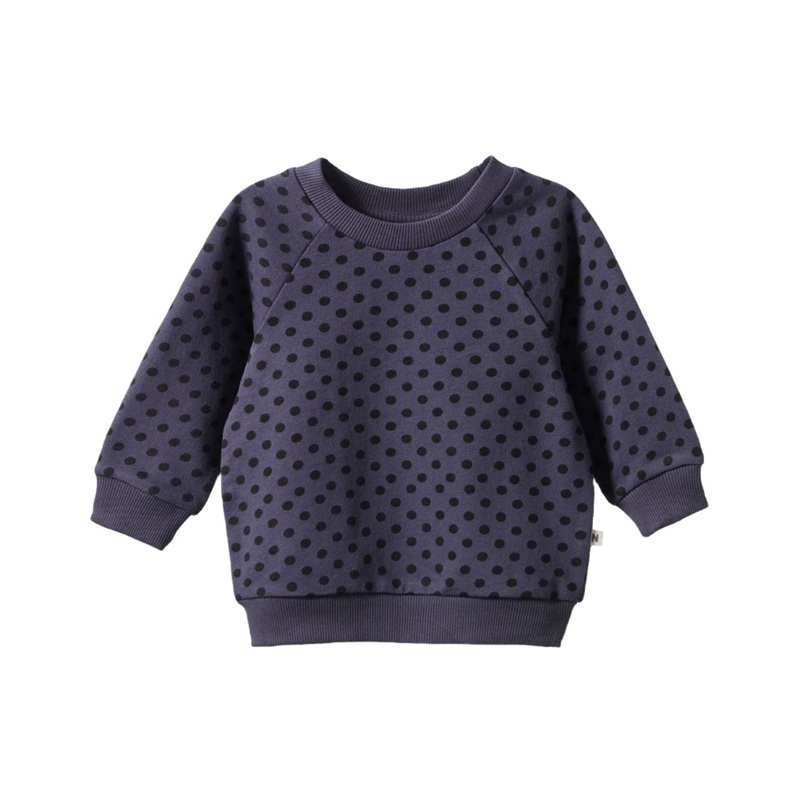 Nature Baby – Emerson Sweater | Violet Polka Dot Print