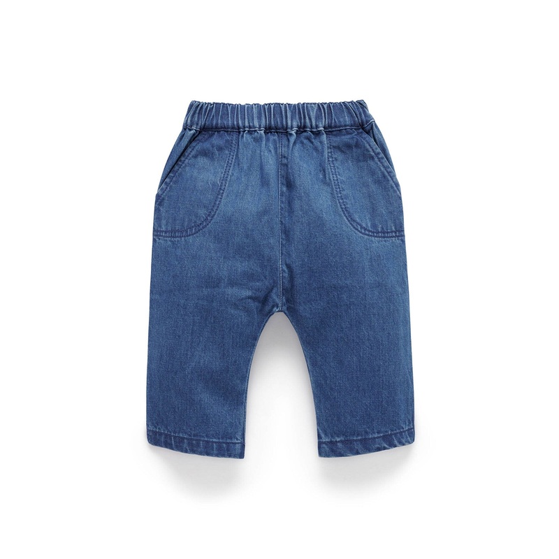 Purebaby – Slouchy Chambray Pants | Mid Denim