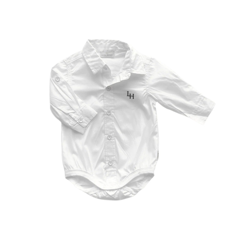 Love Henry – Baby Boys Dress Shirt Romper | White