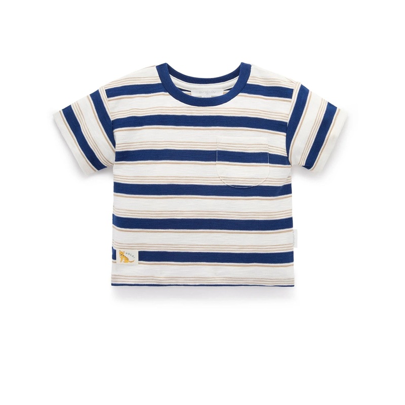 Purebaby – Striped Relaxed Tee | Navy Stripe