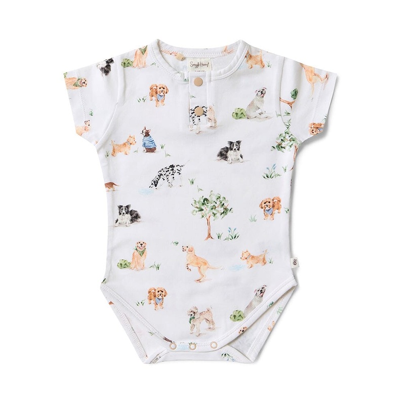 Snuggle Hunny – Organic Short Sleeve Bodysuit | Dog Park