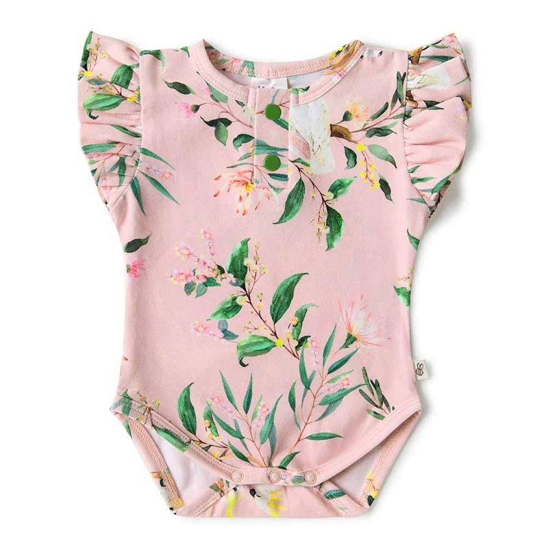 Snuggle Hunny – Organic Short Sleeve Bodysuit With Frill | Cockatoo