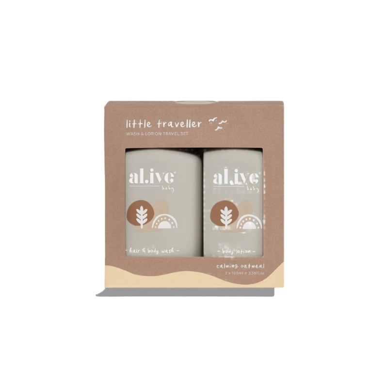 Al.ive Body – Baby Little Traveller Wash & Lotion Set | Calming Oatmeal