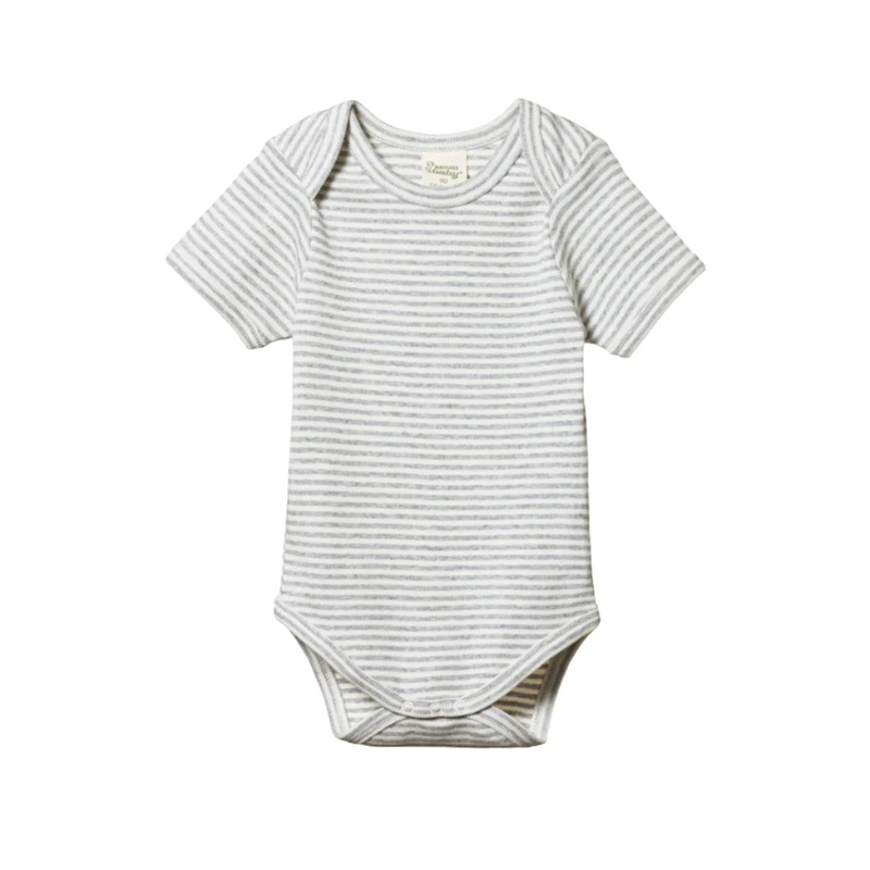 Nature Baby – Short Sleeve Bodysuit | Grey Marle Stripe
