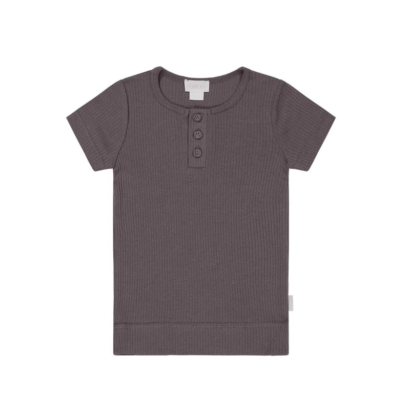Jamie Kay Modal Henley Tee – Carob – Organic Cotton