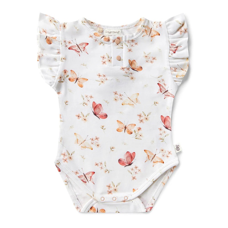 Snuggle Hunny – Organic Short Sleeve Bodysuit with Frill | Butterfly