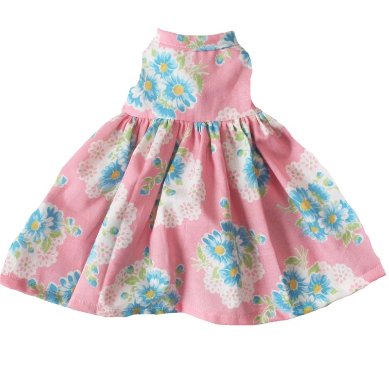 Alimrose – Large Doll Dress (40-45cm) | Blue Pink Daisy