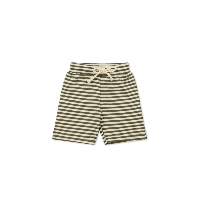 Jamie Kay Marley Short – Narrow Stripe Deep Olive/Soft Clay – Pima Cotton
