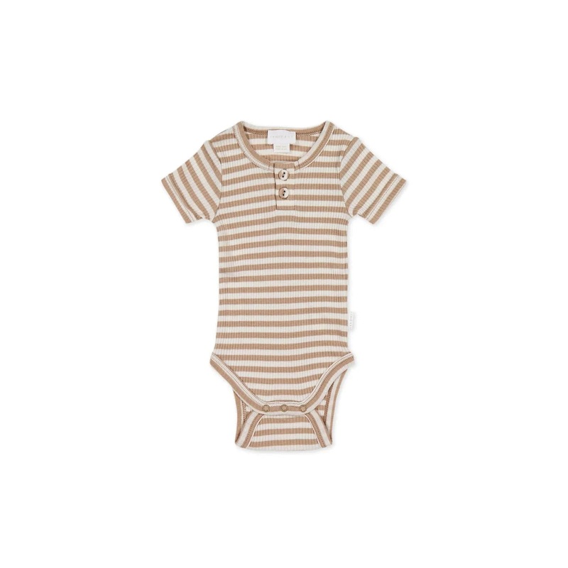 Jamie Kay Modal Darcy Rib Tee Bodysuit | Narrow Stripe Baker/Cloud – Organic Cotton