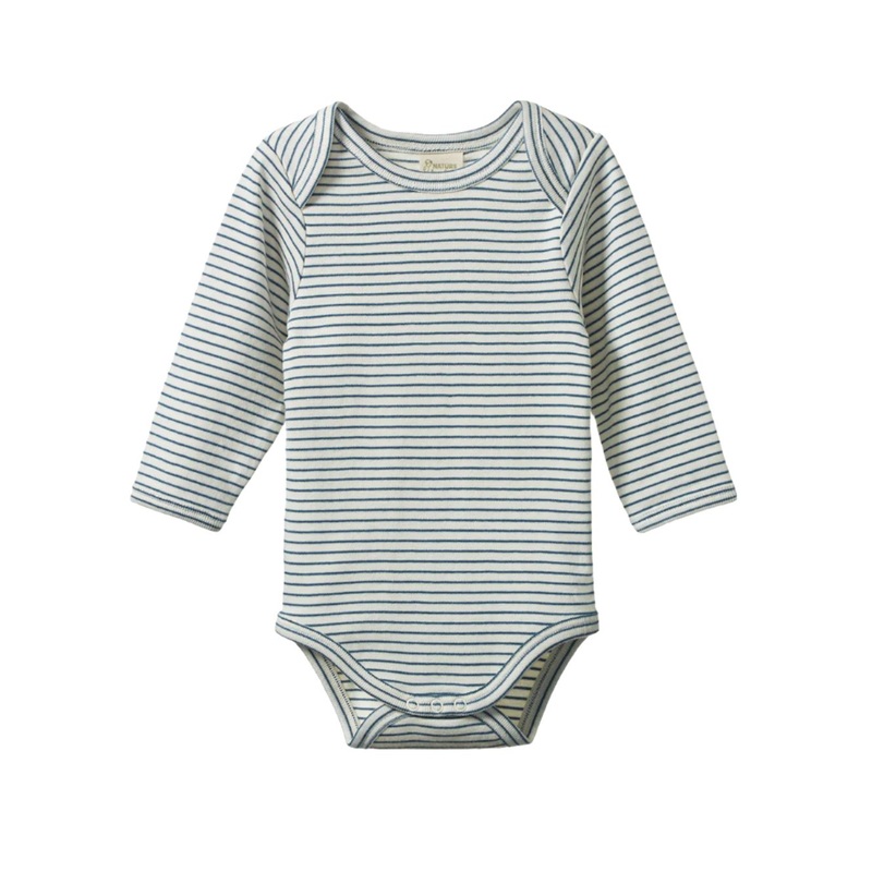 Nature Baby – Long Sleeve Bodysuit | Teal Pinstripe