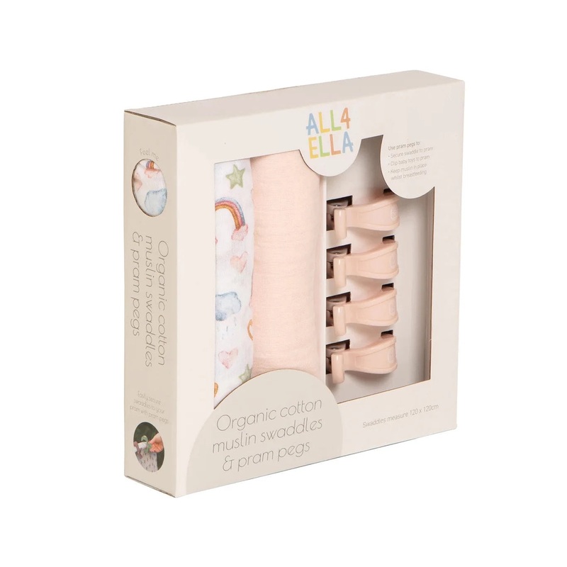 All 4 Ella – Organic Swaddles & Pegs | Rainbow Dreams