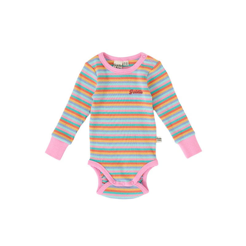 Goldie & Ace – Candy Stripe Long Sleeve Rib Bodysuit