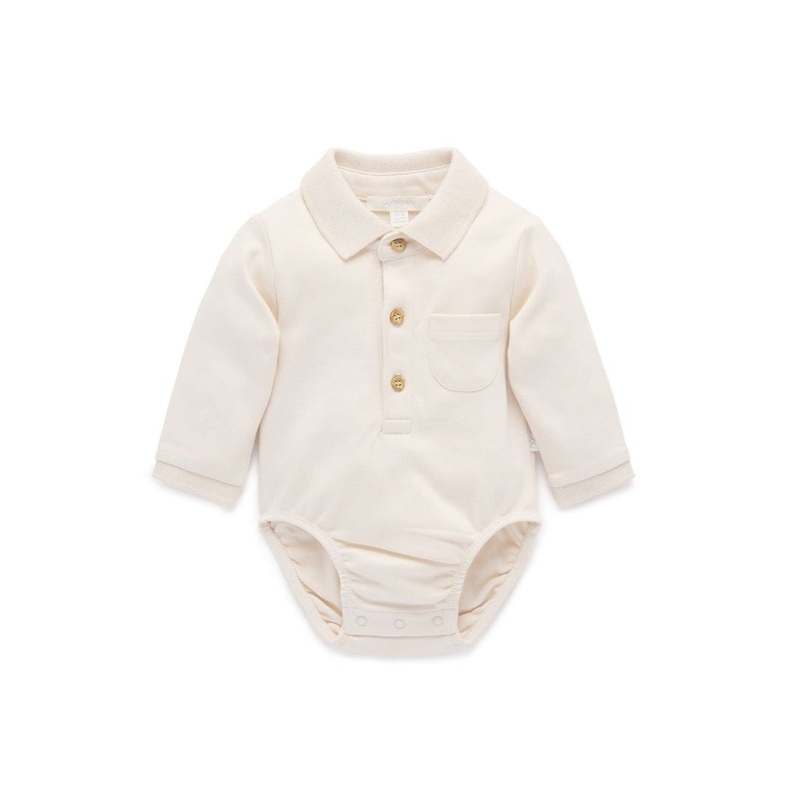 Purebaby – Thick Bodysuit with Collar | Cloud