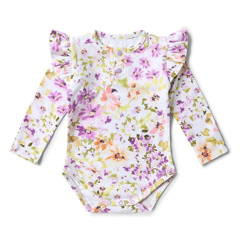 Snuggle Hunny – Organic Long Sleeve Bodysuit with Frill | Isla