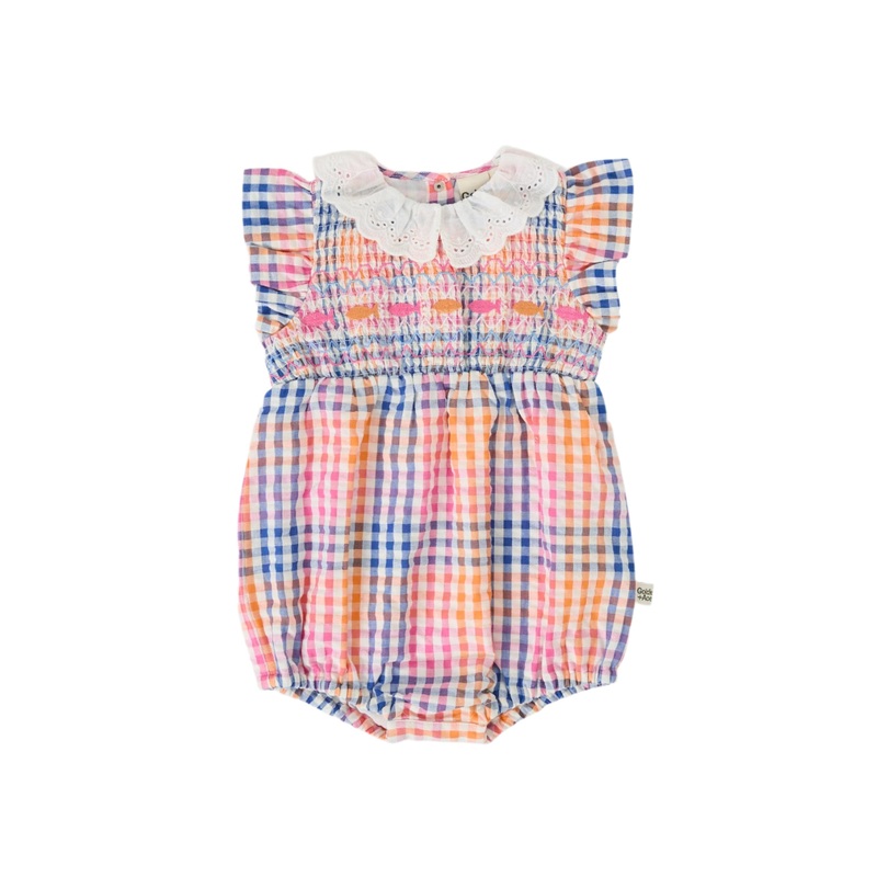 Goldie & Ace – Rainbow Gingham Lani Smocked Romper