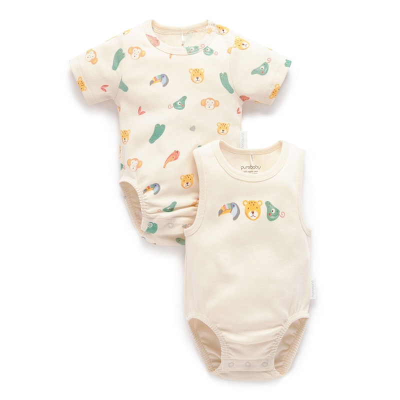 Purebaby – 2 Pack Ribbed Bodysuit | Fiesta