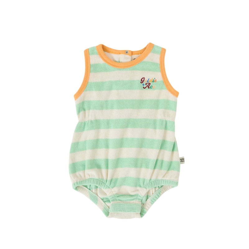 Goldie & Ace – Peas In A Pod Stripe Bubble Romper