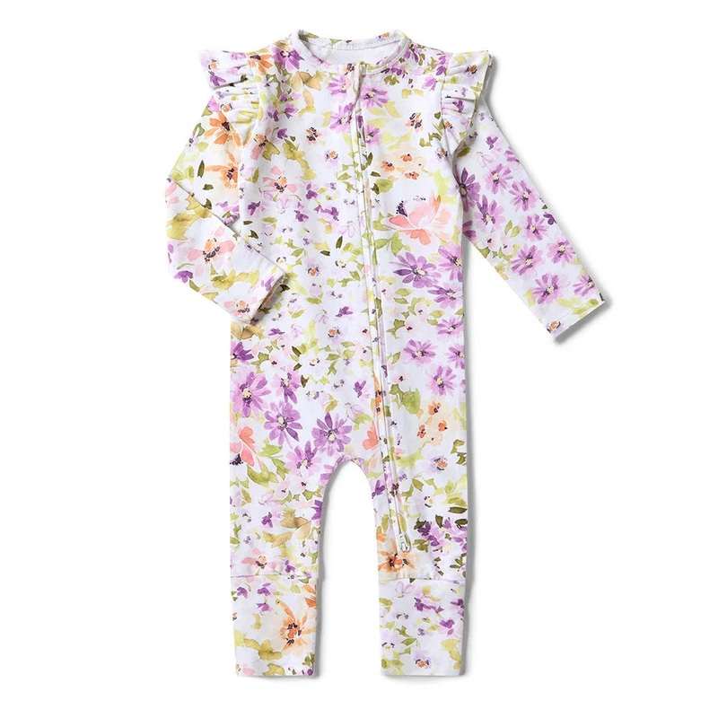 Snuggle Hunny – Organic Snugglesuit Convertible Romper with Frill | Isla