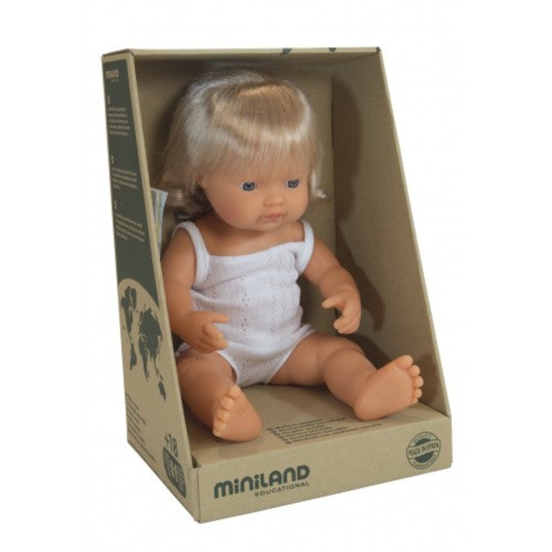 Baby Doll Caucasian Girl with Hearing Aid 38 cm