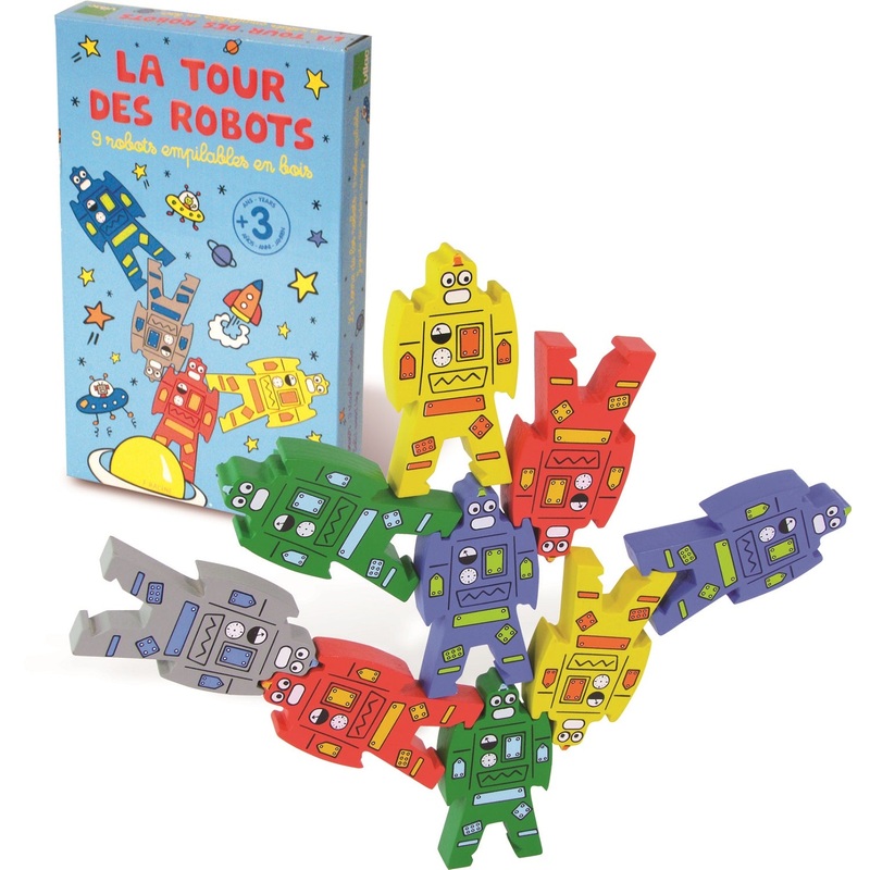 Stacking Wooden Robots Tower Puzzle