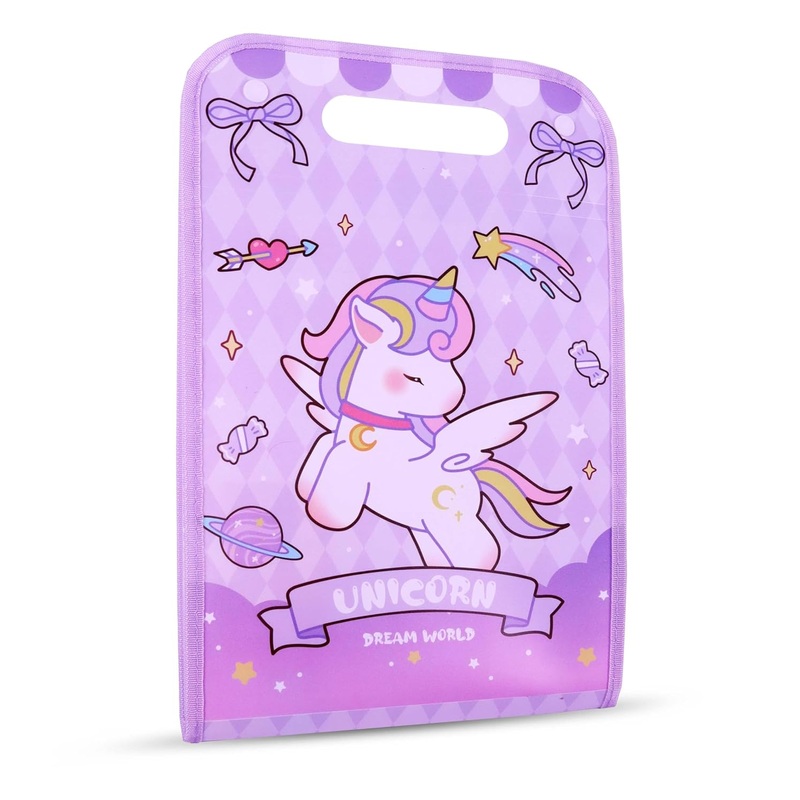 12 Pocket Expanding File Folder Waterproof Vinyl Document Folder Mesh Organizer Bag A4 Size Button Lock – Bag Style, Purple