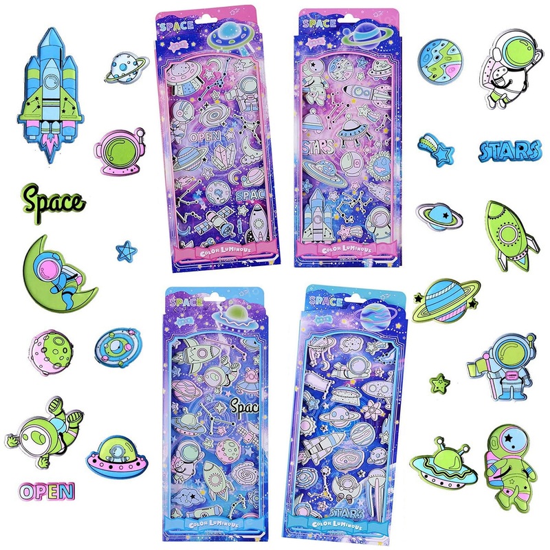 4 Sheets Glow in The Dark Space Theme Wall Stickers Decor for Kids Room, Scrapbooking Notebook Project Practicles Decoration and Fun Birthday Gift Party Supplies Reward – Design May Vary
