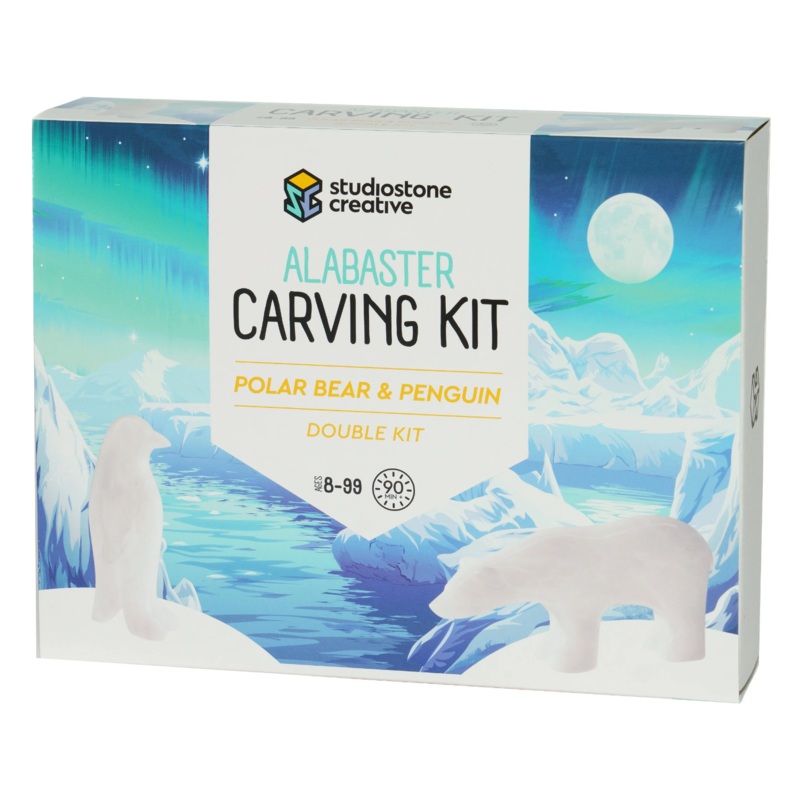 Studiostone Creative – 75315 | Soapstone Carving Kit – Polar Bear & Penguin