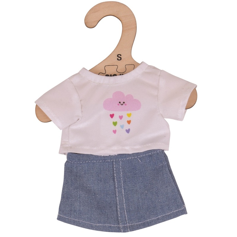 Denim Skirt and T-Shirt (for 28cm Doll)