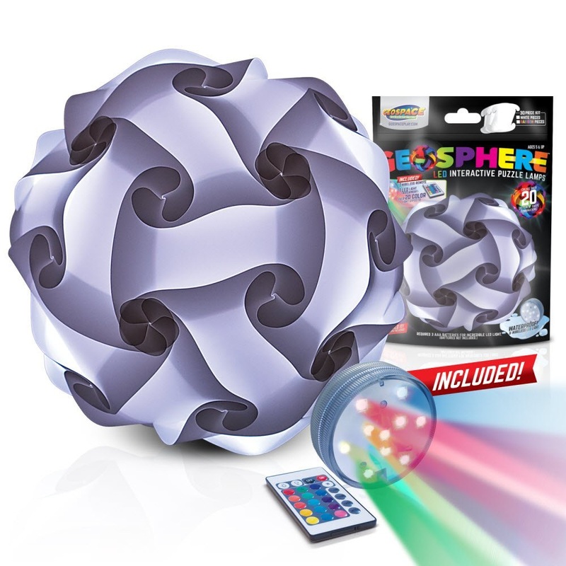 Geospace – 14003 WHITE | Geosphere – 12-Inch LED Puzzle Lamp Kit & Wireless Remote (White)