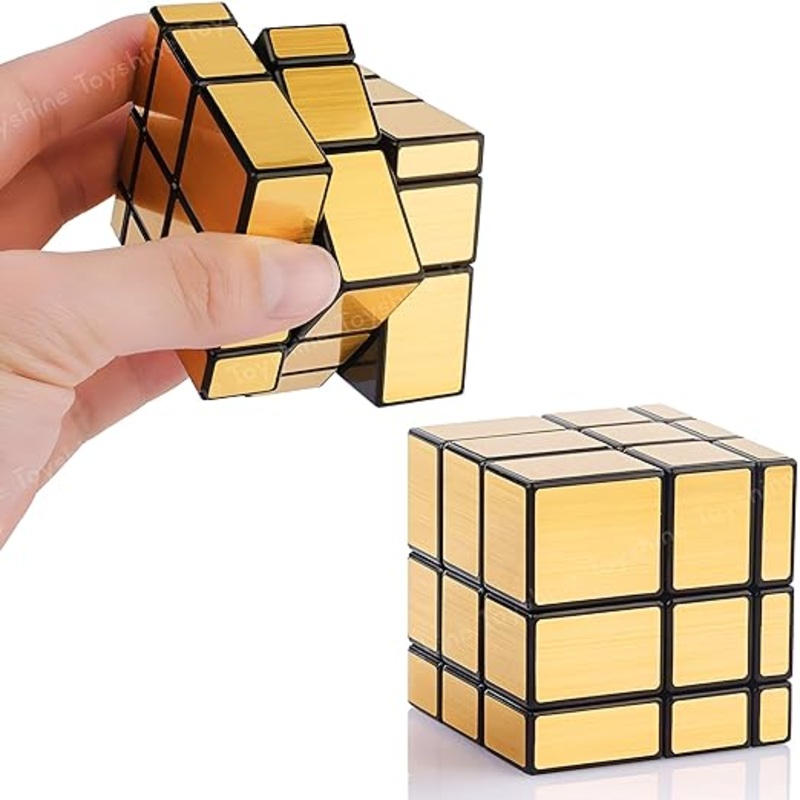3x3x3 Golden Mirror Magic Speed Cube Speedy Stress Buster Brainstorming Puzzle for Kids & Adults