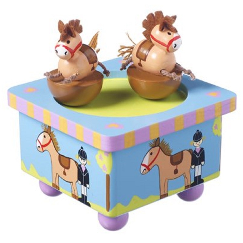 Dancing Pony Wooden Music Box
