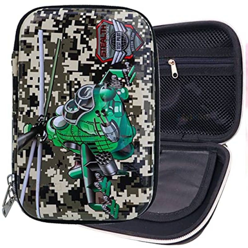 Stealth Chopper Large Capacity Hardtop Pencil Case with Compartments for Kids