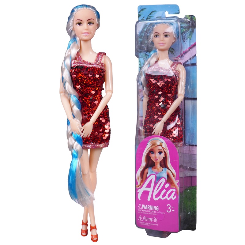 Alia Doll with Briaded Hair Sequin Dress Strappy Heels Great Gift for Ages 3 Years Old & Up, Multi Color
