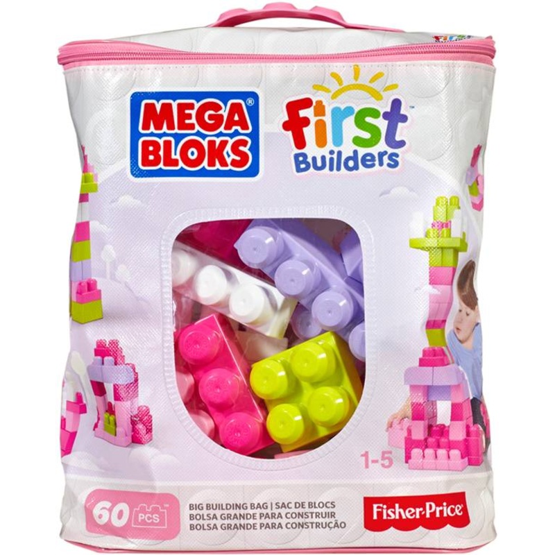 Mega Bloks Big Building Bag 60 Piece Pink