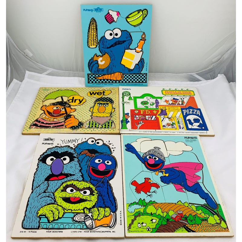 Sesame Street Puzzles – 1970’s – Playskool – Very Good Condition