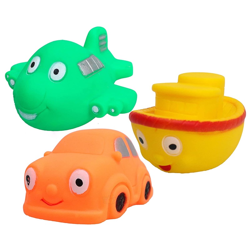 Squeezy Vehicle Shaped Premium Quality Bath time and Playtime Toys for Infants – Made in India (TS-2022)