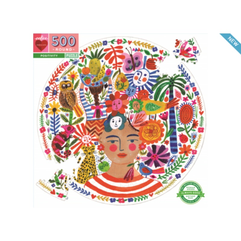 Eeboo – Puzzle Round 500 Piece Positivity Freda
