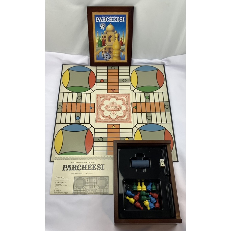 Parcheesi Game of India Wood Box Book Edition – 2005 – Hasbro – Great Condition