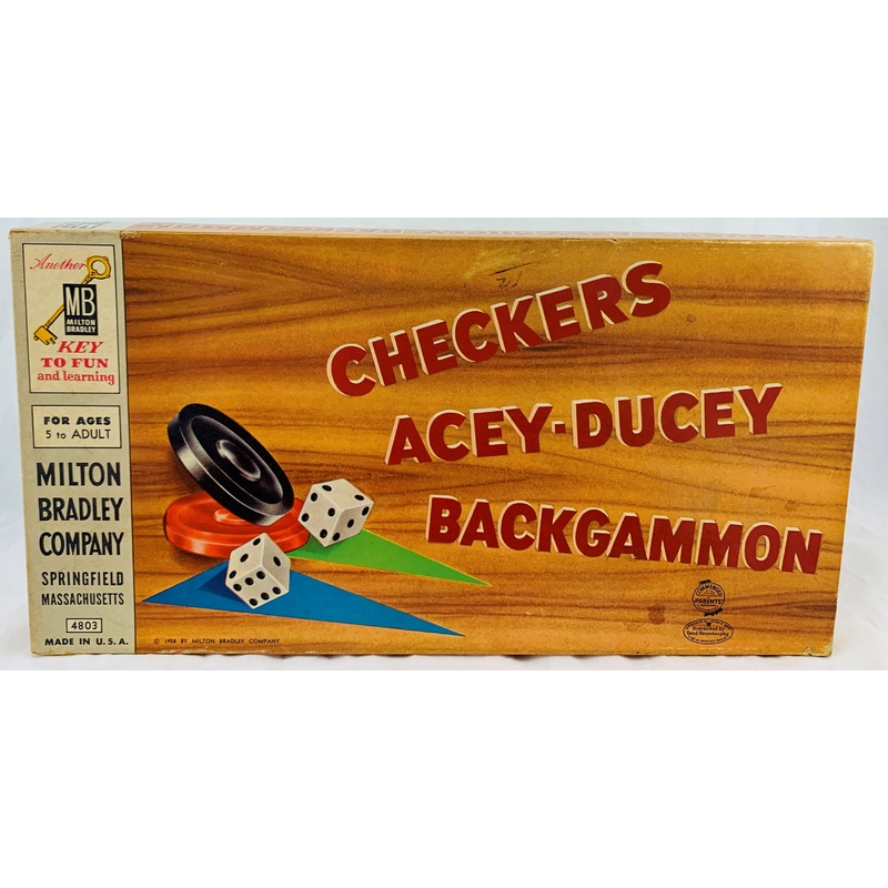 Backgammon, Checkers, & Acey Ducey – 1958 – Milton Bradley – Very Good Condition