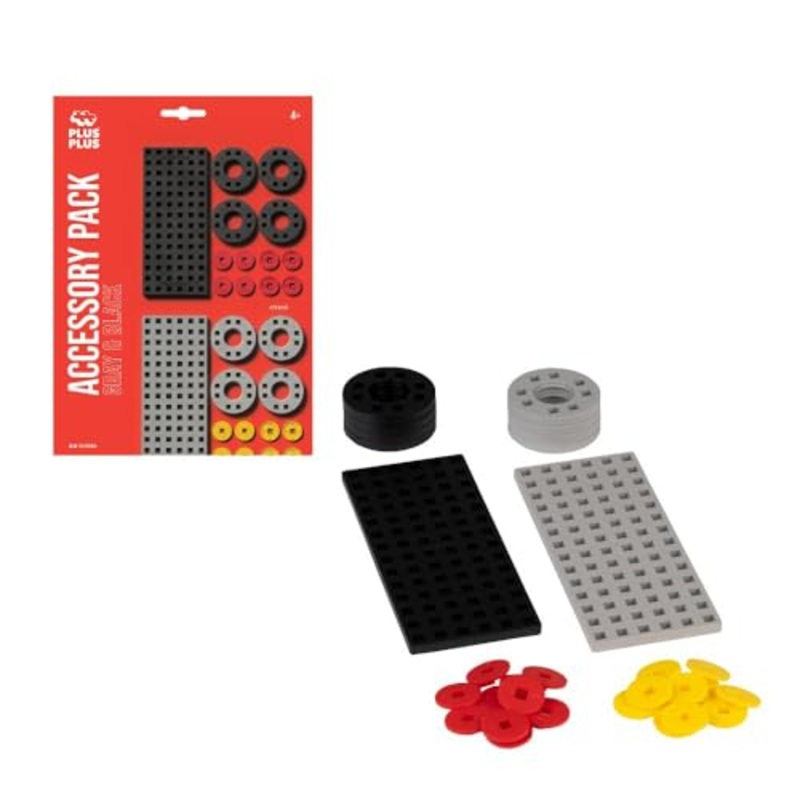 Plus-Plus – 3965 | Small Baseplate and Wheel Mix – Red Package