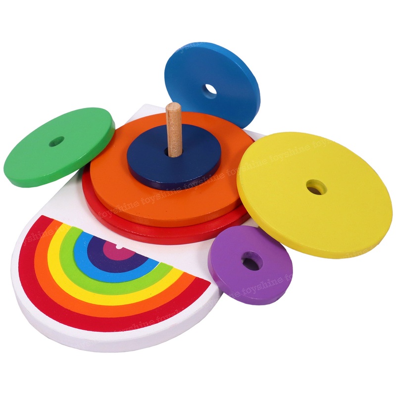 Wooden Circle Shape Rainbow Stacker Learning Wooden Sorting & Stacking Toys for Kids