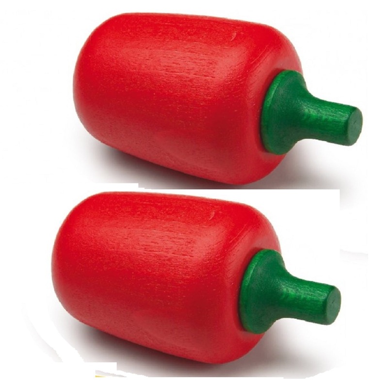 2 x Wooden Red Peppers